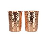 zig zag Set of 2 Hammered Pure Copper Cups - 300ml Ayurveda Water Glasses | Handcrafted Tumblers for Health Benefits | Drinking Copper Glass for Daily Use