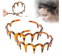 Zig Zag Shark Tooth Headbands, 2025 Hair Bands for Women with High Partings, Wavy Hair Band with Tooth Comb for Women, Gift for Teenage Girls, Hair Holder for Everyday Use (Amber-2PCS, One Size)