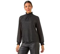 Zig Zag Shimmer High Neck Top Roman Black 12