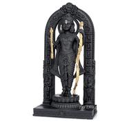 Zig Zag Shree Ram Lalla Murti - Ayodhya Mandir Ramlalla Temple Idol for Pooja | Black & Golden 8 Inch Murti