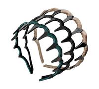 Zig Zags Headband For Women's Hair, 3Pcs Cloth & Acrylic Tooth Hair Comb Headband, Fashion Accessories, Comfort Wavy Toothed Hairband, Hard Headbands For Women Men Girls, 3Styles