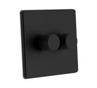 Zigbee Dimmer Smart Switch compatible with Home Assistant, Philips Hue, Hubitat, Amazon Echo | No Neutral Wire | 2-way compatible | LED & Incandescent [RD1 matt black 2-gang]