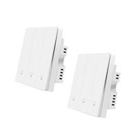ZigBee Smart Light Switch 2Pack, Work with Alexa Google Home, Pushbutton Switch with Backlight, Neutral Wire Required, Zigbee Hub Required, 3 Gang
