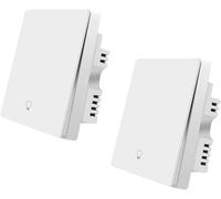 ZigBee Smart Light Switch, Work with Alexa Google Home, Pushbutton Switch with Backlight, Neutral Wire Required, Zigbee Hub Required (1way-2pack)