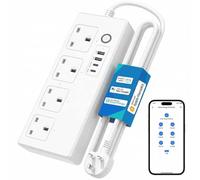 Zigbee Smart Power Strip,Surge Protector with 4 Individually Controlled AC Outlets and 4 USB Ports, Alexa and Google Home Compatible, 5ft Extension Cord, 16A，Timer, and Voice/Remote Control