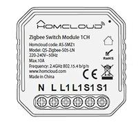 Zigbee Smart Switch Module to insert into the 503 electrical box, controlled by Smartphone and Vocal. Requires Zigbee Hub Control Unit Homcloud.