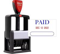 ZIGEL Heavy Duty Style Self Inking Date Stamp with Paid - Style A - Blue/Red 2 Color Ink