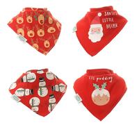 Ziggle Baby Bandana Dribble Bibs, Super Absorbent, Fits Newborn to Toddler, Award Winning, 4 Pack (Christmas Reds)