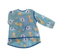 Ziggle Baby Bibs | Waterproof Weaning Bib | Long Sleeve | Coverall Bibs for Baby | Easy Clean, Mess-Free Mealtime | Giraffe and Elephant Coverall Feeding Bib