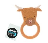 Ziggle Baby Highland Cow Teether | Soft Silicone Chew Toy for 3 Months+ Infants | Textured for Soothing Pain Relief & Sensory Play | Easy Grip BPA-Free Baby Teething Toy