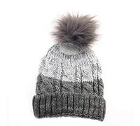 Ziggle Baby Thick Woolly Winter Striped Cable Knitted Hat for Babies Toddlers (Navy, Yellow, Grey) (0-12m)