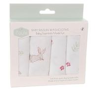 Ziggle Baby Wash Cloths 25x25 cm, 4 Muslin Cotton Reusable Face & Body Towels | Ultra-Soft Baby Wipes for Bathtime & Skincare - Newborn Essentials Gift Set