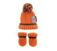 Ziggle Bobble Hat and Mittens Set - Baby Essentials - Comfy Warmth - Baby Clothes - Cute Warm Gift - 12 to 24 Months - Orange, Dinosaur
