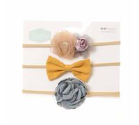 Ziggle Women's Baby Roses Hairbow Set in Grey/Mustard