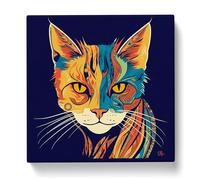 Ziggy Stardust Cat Art Deco No.1 Canvas Print | Gallery Wrapped 30mm Frame Wall Decor | 20x20 inches | Ready to Hang | Art Deco Animals Picture | Living Room Bedroom Lounge Office