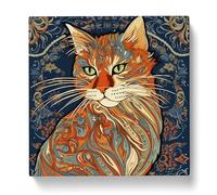 Ziggy Stardust Cat Art Nouveau Canvas Print | Gallery Wrapped 30mm Frame Wall Art | 20x20 inches | Ready to Hang | Modern Animals Picture | Living Room Bedroom Lounge Office