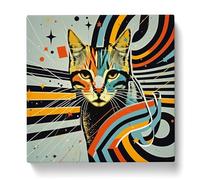 Ziggy Stardust Cat Constructivism Canvas Print for Living Room Bedroom Home Office Décor, Wall Art Picture Ready to Hang, 20x20 Inch (50x50 cm)