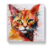 Ziggy Stardust Cat Gestural Art No.1 Canvas Print for Living Room Bedroom Home Office Décor, Wall Art Picture Ready to Hang, 20x20 Inch (50x50 cm)