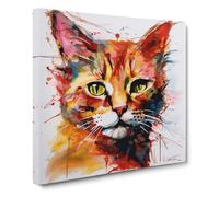 Ziggy Stardust Cat Gestural Art No.1 Canvas Wall Art Print Ready to Hang, Framed Picture for Living Room Bedroom Home Office Décor, 50x50 cm (20x20 Inch)