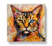 Ziggy Stardust Cat Gestural Art No.2 Canvas Print | Gallery Wrapped 30mm Frame Wall Art | 20x20 inches | Ready to Hang | Eclectic Animals Picture | Living Room Bedroom Lounge Office
