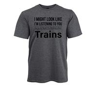 Ziggy Tee Thinking About Trains - Model Train T-Shirt - Grey, S, Grey, Small