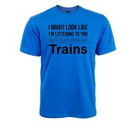 Ziggy Tee Thinking About Trains - Model Train T-Shirt - Royal Blue, M, Royal Blue, Medium