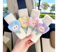 Zigihos 2 PCS Seat Belt Cover Pad, Cute Flower Floral Seatbelt Covers, Winter Plush Fluffy Soft Seatbelt Cushion, Car Seat Strap Pads (4 Colors)