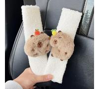 Zigihos 2 PCS Seat Belt Cover Pad, Cute Kawaii Animal Capybara Seatbelt Covers for Kids, Soft Seatbelt Cushion, Car Seat Strap Pads (White(A))