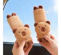 Zigihos 2 PCS Seat Belt Cover Pad, Cute Kawaii Animal Capybara Seatbelt Covers for Kids, Soft Seatbelt Cushion, Car Seat Strap Pads (Brown)