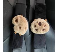 Zigihos 2 PCS Seat Belt Cover Pad, Cute Kawaii Animal Capybara Seatbelt Covers for Kids, Soft Seatbelt Cushion, Car Seat Strap Pads (Black(A))