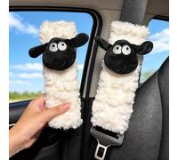 Zigihos 2 PCS Seat Belt Cover Pad, Cute Kawaii Sheep Seatbelt Covers for Kids, Winter Plush Fluffy Soft Seat Belt Cover, Seatbelt Cushion,Car Seat Strap Pads (H-Sheep)