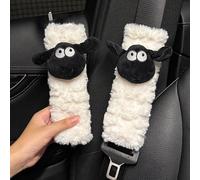 Zigihos 2 PCS Seat Belt Cover Pad, Cute Kawaii Sheep Seatbelt Covers for Kids, Winter Plush Fluffy Soft Seat Belt Cover, Seatbelt Cushion,Car Seat Strap Pads (H-Sheep)
