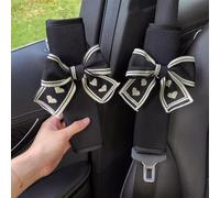Zigihos Seat Belt Cover Pad,Cute Bow Seatbelt Covers,2Packs & 4Packs Car Seat Strap Pads, Seatbelt Cushion,Seat Belt Cover for Women (Black,4)