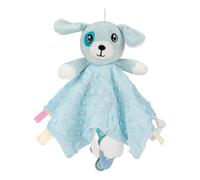 ZIGJOY Baby Comforter with Bell Cuddle Blanket with Tags Taggy Blanket Taggie Gift for Newborn Baby Boys Girls, Blue Puppy