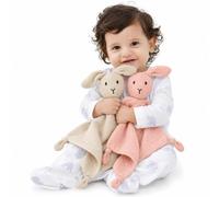 ZIGJOY Muslin Baby Comforter Bunny Security Blanket Lovey Gift for Newborn | 28 x 28 cm for Easy Grip & Carry | 2-Layer Soft Cotton | Soothes, Self-settles | Lovely Gift for Boy Girl | Machine Washable