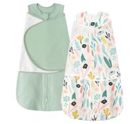 ZIGJOY Newborn Sleeping Bag 1.0 TOG 2 Pack Swaddle Wrap Baby Swaddle Sleeping Bag 100% Cotton Baby Wearable Blanket for New born Infant Boy Girl Grows 0-6 Months, Green&Leaves