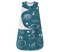 ZIGJOY Newborn Sleeping Bag Swaddle Wrap 1.0 TOG Baby Swaddle Sleeping Bag 100% Cotton Baby Wearable Blanket for New born Infant Boy Girl Grows 6-12 Months, Planets