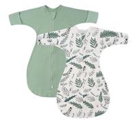 ZIGJOY Shark-Fin Transition Swaddle 1.0 Tog Baby Sleeping Bag 6-12 Months Baby Swaddle Blanket 100% Cotton Newborn Sleep Bag for All Seasons, Green&Leaf