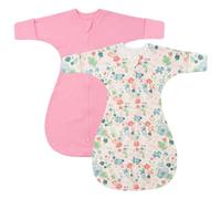 ZIGJOY Shark-Fin Transition Swaddle 1.0 Tog Baby Sleeping Bag 6-12 Months Baby Swaddle Blanket 100% Cotton Newborn Sleep Bag for All Seasons, Pink&Flower