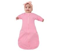 ZIGJOY Shark-Fin Transition Swaddle 1.0 Tog Baby Sleeping Bag 6-12 Months Baby Swaddle Blanket 100% Cotton Newborn Sleep Bag for All Seasons, Pink