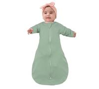 ZIGJOY Shark-Fin Transition Swaddle 1.0 Tog Baby Sleeping Bag Swaddle Blanket 3-6 Months 100% Cotton Newborn Sleep Bag for All Seasons, Green