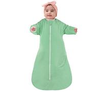 ZIGJOY Shark-Fin Transition Swaddle - 1.5 Tog Baby Sleeping Bag with Mitten Cuffs, 2-Way Zipper Swaddle Blanket 3-6 Months, Mint Green