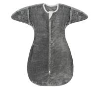 ZIGJOY Shark-Fin Transition Swaddle - 2.5 Tog Fleece Baby Sleeping Bag 3-6 Months Warm Plush Swaddle Blanket with 2- Way Zipper for Winter, Grey