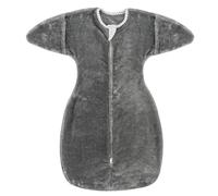 ZIGJOY Shark-Fin Transition Swaddle - 2.5 Tog Fleece Baby Sleeping Bag 6-12 Months Warm Plush Swaddle Blanket with 2- Way Zipper for Winter, Grey