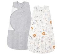 ZIGJOY Sleep Sack Swaddle 1.0 Tog Baby Wearable Blanket 100% Cotton Baby Swaddle Blanket for Newborns 6-12 Months Grey&Line Animal