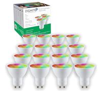 ZIGNITO GU10 Smart Bulb, White & Colour LED, Works with, Alexa, Hey Google, S'Things (Hub Required) Zigbee GU10, Smart Spotlight, Up to 16 Million hue of Colours and Whites. (Pack of 16)