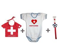 Zigozago - World Championship Switzerland Set Composed by BIB + Bodysuit 0 Month + Dummychain. for The Personalised Item Please Choose