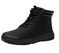 ZIGSAM Non Slip Work Boots for Men Slip Resistant Shoes Food Service Chef Kitchen Restaurant SRC Working Boots Waterproof Leather Soft toe Work Boot Outdoor, Black 9.5