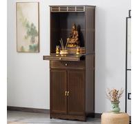 ZIGTUEI Altar Cabinet with Drawer, Chinese Meditation Altar Table, Puja Table, 2-Tier Meditation Meditation Table, for Prayers, Worship, for Living Rooms, Shrines, Temples(Brown,172x50cm/67.7x19.7in)