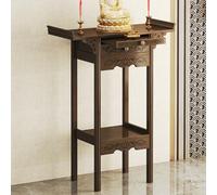 ZIGTUEI Free Standing Altar Table, Meditation Table with Pull-Out Storage Board, Puja Table with Drawer, Personal Shrine Stand, for Living Rooms, Shrines, Temples(Brown,54x33cm/21.3x13in)